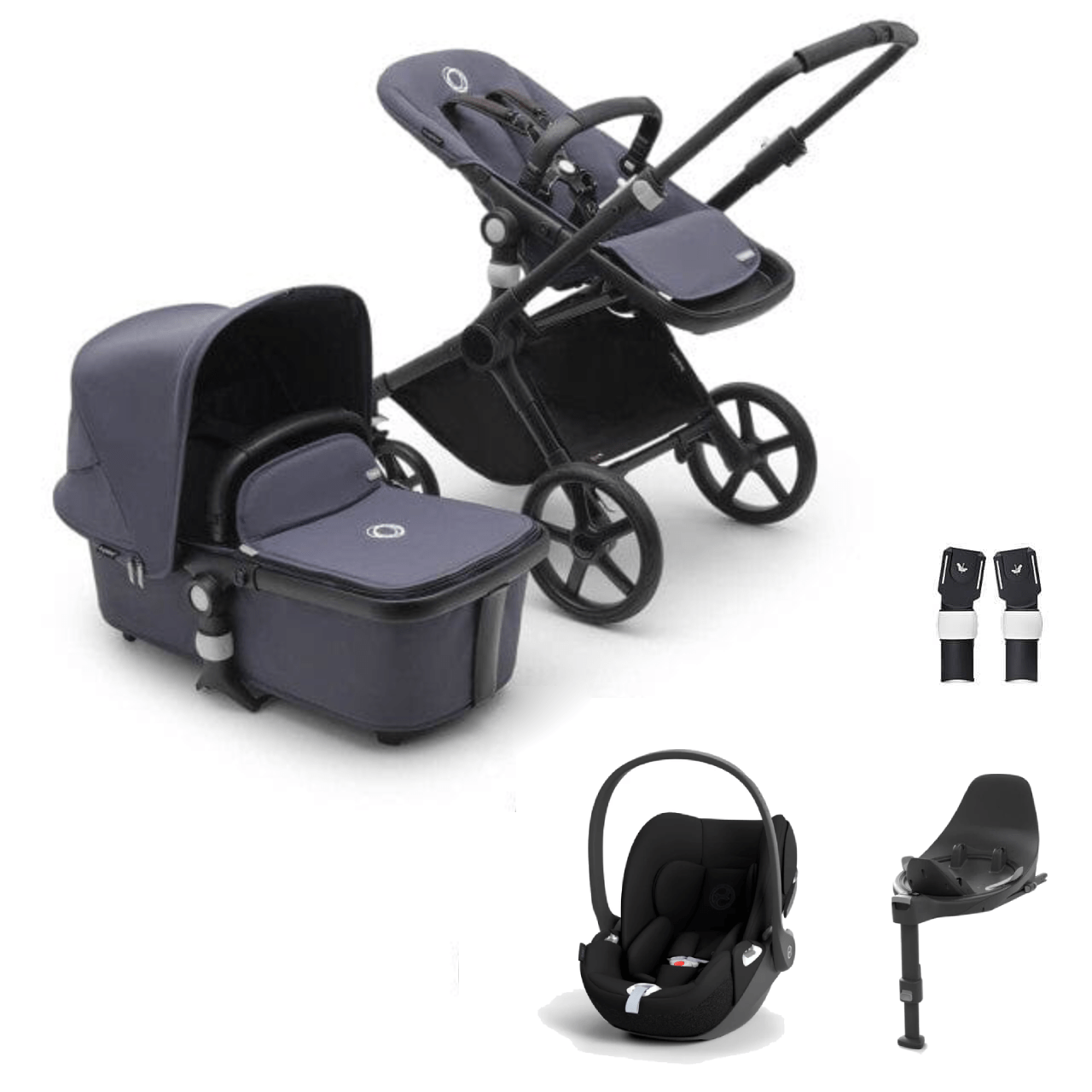 Bugaboo Fox Cub Cloud T Travel System - Black/Stormy Blue