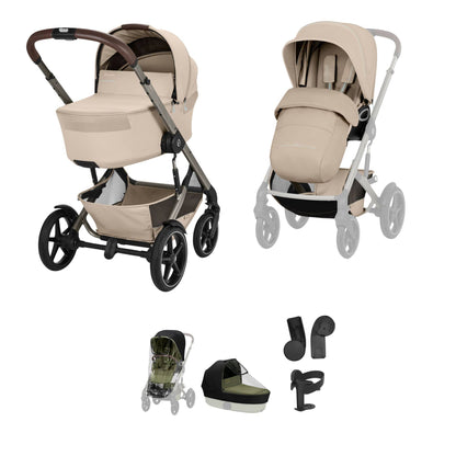 Cybex Talos S Lux & Fold Carrycot Accessory Bundle - Taupe/Almond Beige (2026)