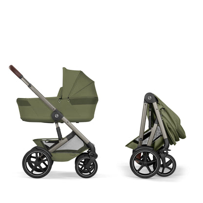 Cybex Talos S Lux & Fold Carrycot Accessory Bundle - Taupe/Moss Green (2026)