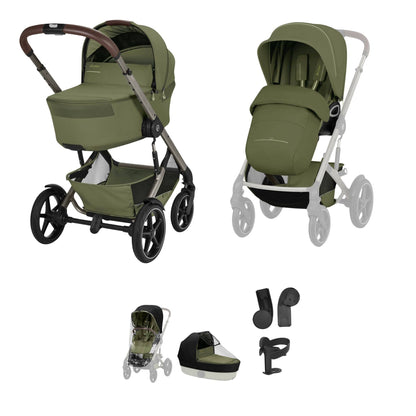 Cybex Talos S Lux & Fold Carrycot Accessory Bundle - Taupe/Moss Green (2026)