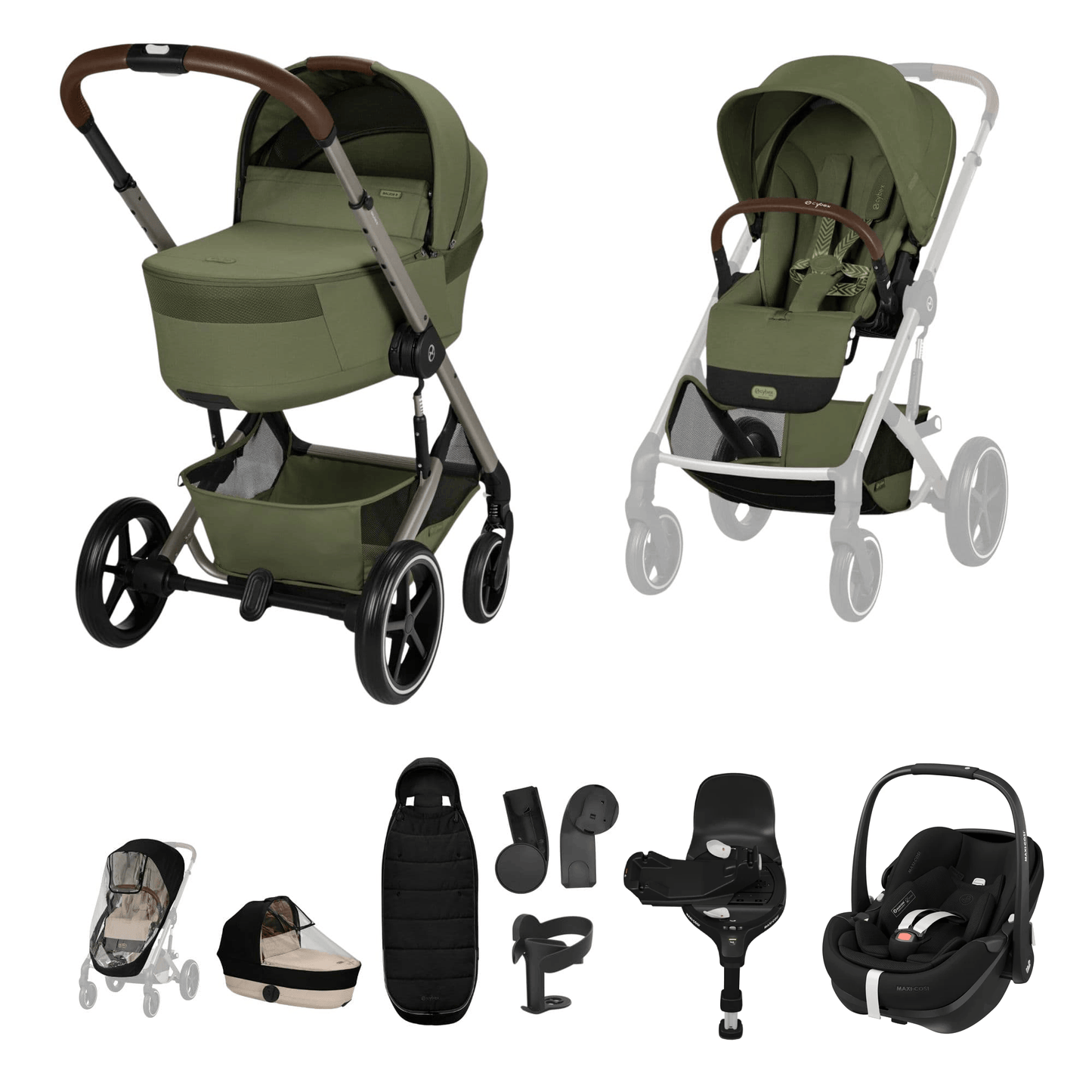 Cybex Balios S Lux (Pebble 360 PRO2) Travel System - Moss Green (2026)