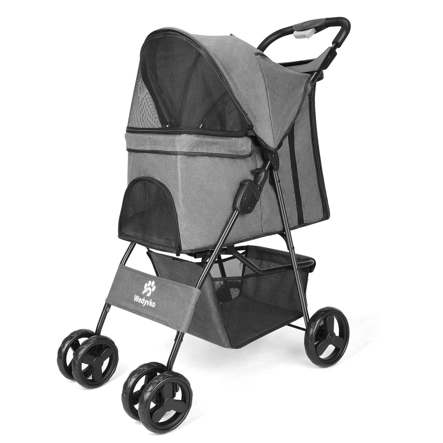 Large Collapsible Pet Stroller with Storage Compartment