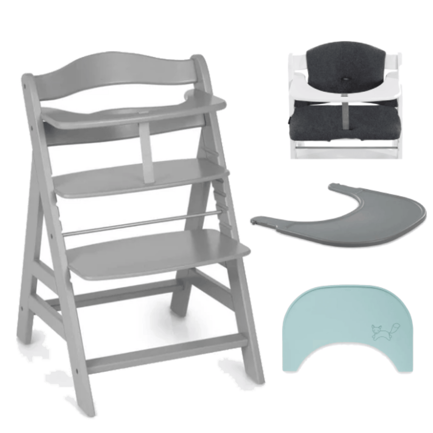 Hauck Alpha+ Wooden Highchair Bundle - Grey