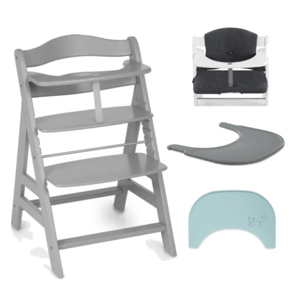 Hauck Alpha+ Wooden Highchair Bundle - Grey