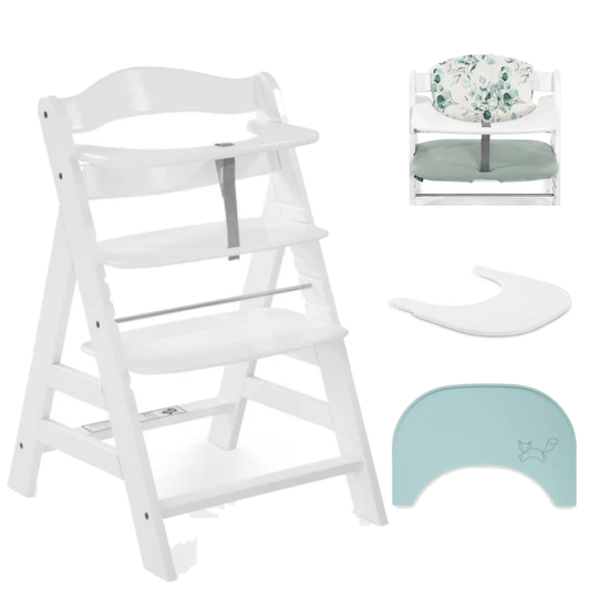 Hauck Alpha+ Wooden Highchair Bundle - White