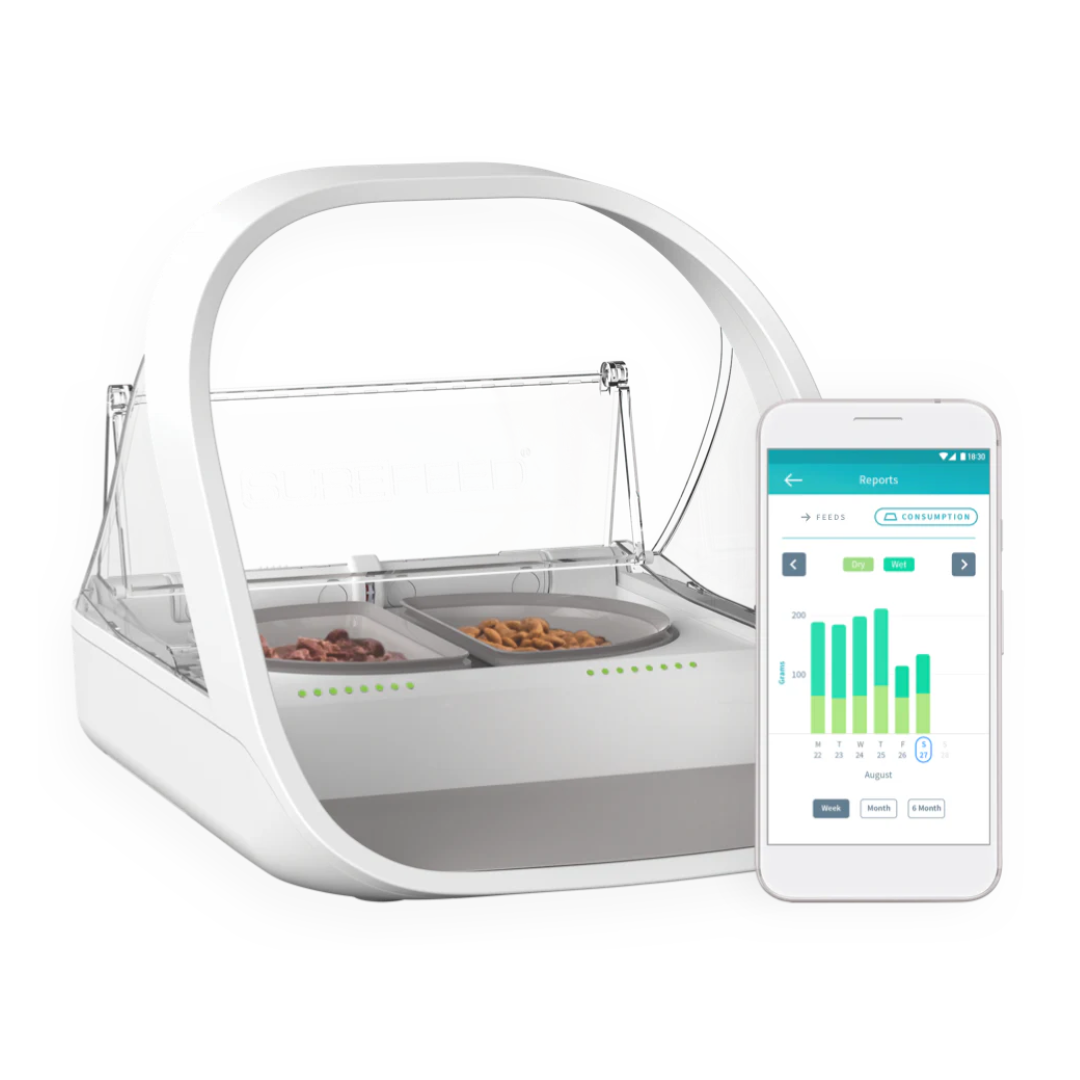 SureFeed Microchip Pet Feeder Connect for Cats & Small Dogs – White
