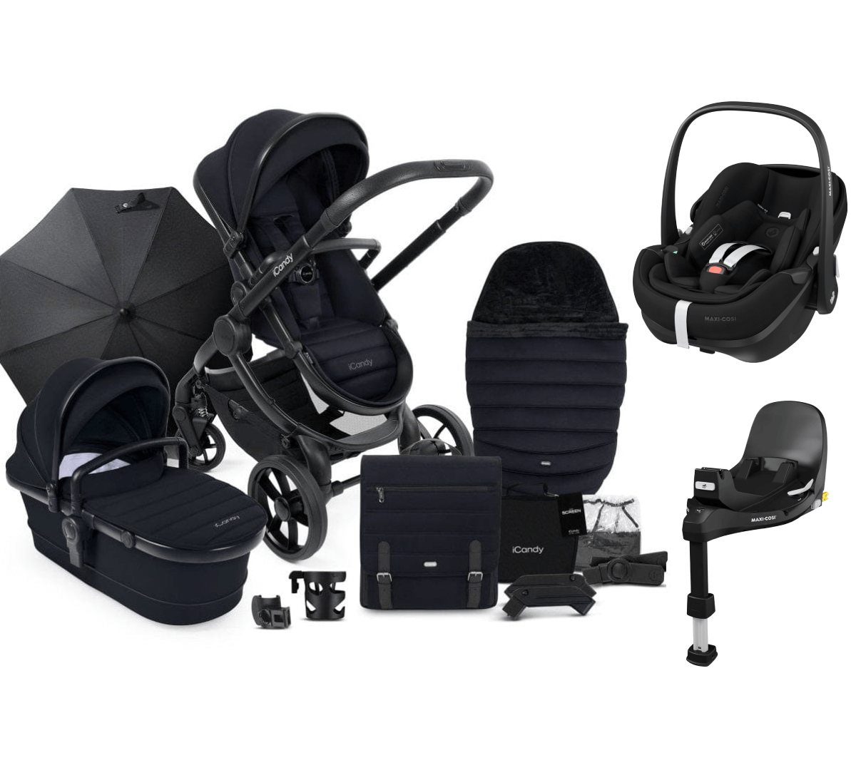 iCandy Peach 7, Pebble 360 PRO 2 Complete Travel System Bundle - Black Edition