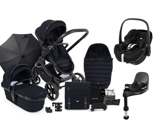 iCandy Peach 7, Pebble 360 PRO 2 Complete Travel System Bundle - Black Edition