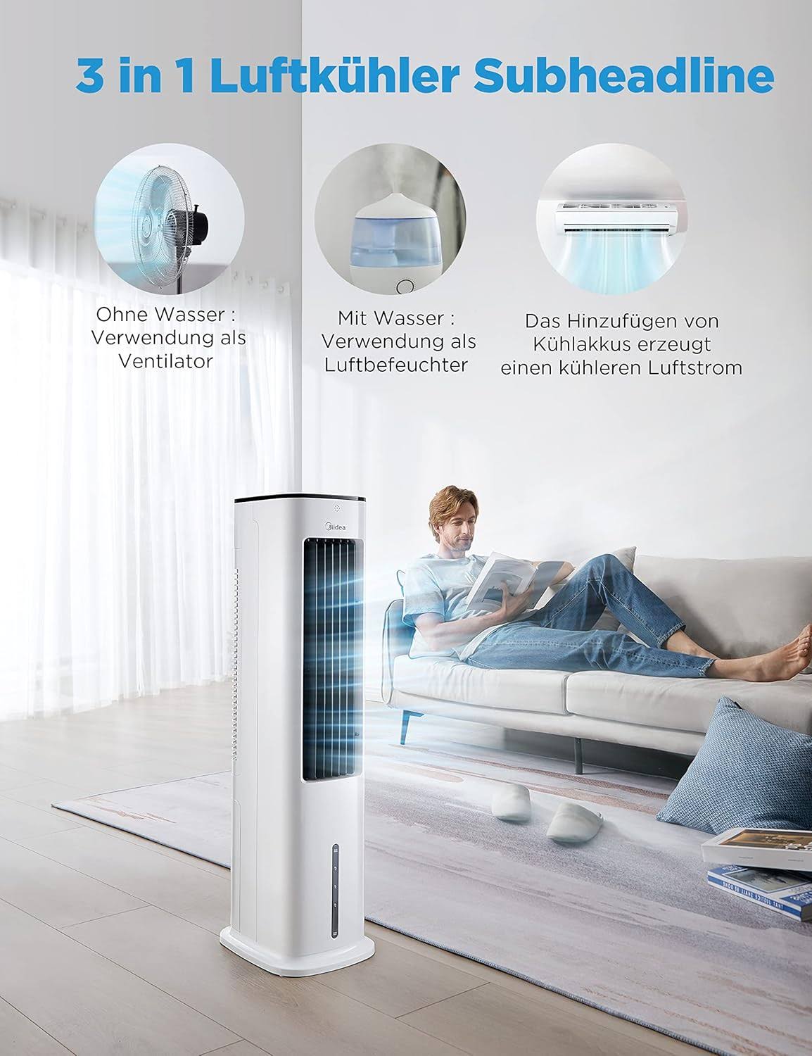 Midea AC100-20ARB 4-in-1 Portable Air Cooler with 5L Water Tank & Remote Control