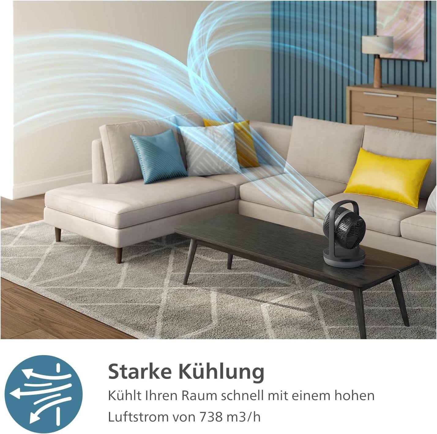 Philips CX3050/01 SilentWings Quiet Table Fan with 90° Oscillation