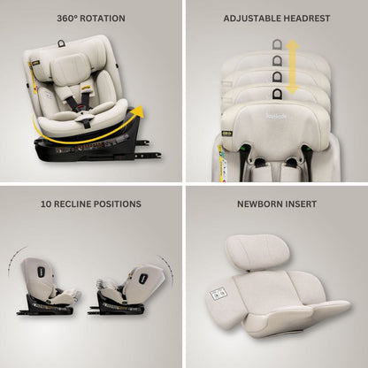 Jovikids Ranger TT i-Size 360 Rotating Car Seat - Milkstone