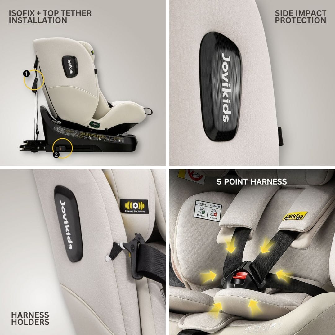 Jovikids Ranger TT i-Size 360 Rotating Car Seat - Milkstone