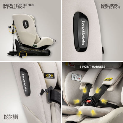 Jovikids Ranger TT i-Size 360 Rotating Car Seat - Milkstone