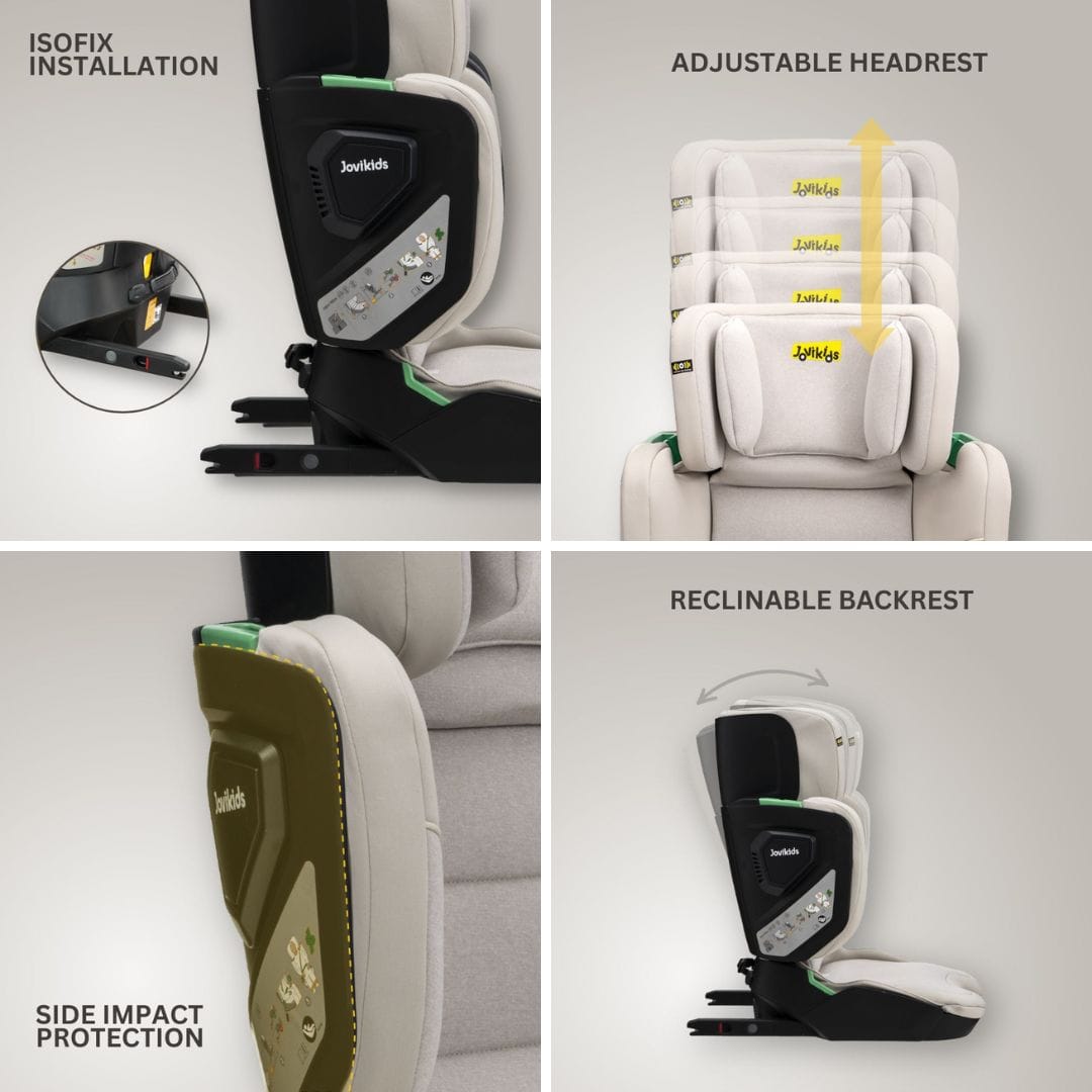 Jovikids Rober+ Folding Highback Booster Seat - Milkstone