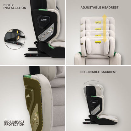 Jovikids Rober+ Folding Highback Booster Seat - Milkstone