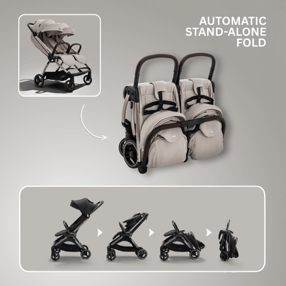 JoviKids Ayla Twin Stroller - Dawn Beige