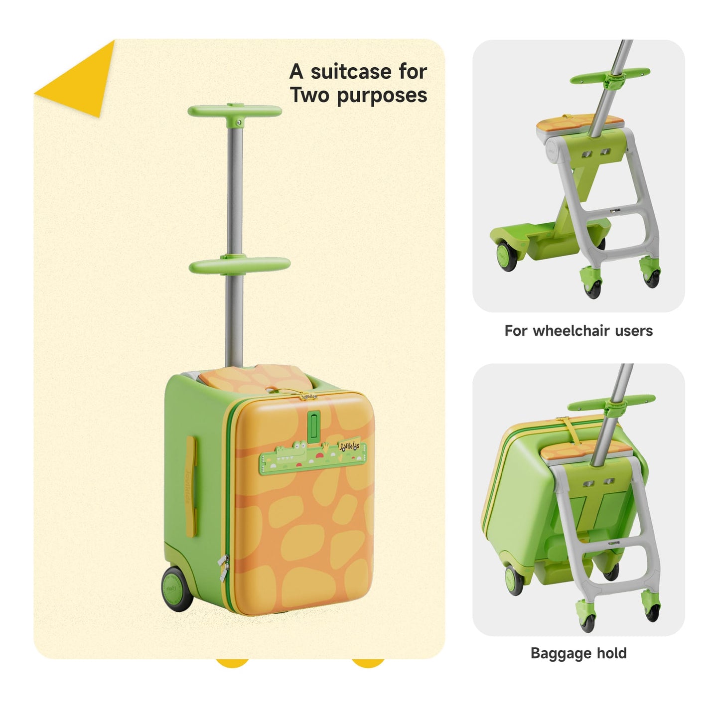 Jovikids JoyRide 3-in-1 Children's Ride-on Suitcase - Green