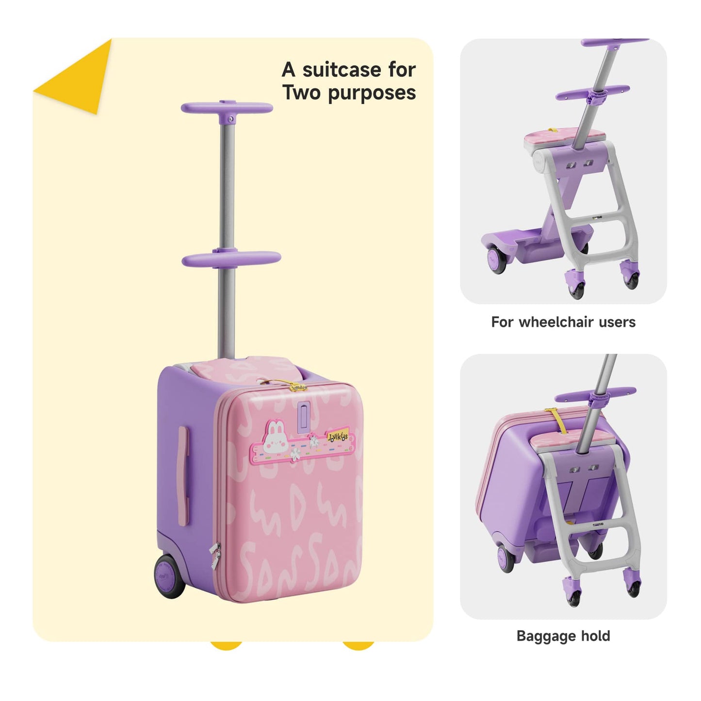Jovikids JoyRide 3-in-1 Children's Ride-on Suitcase - Pink
