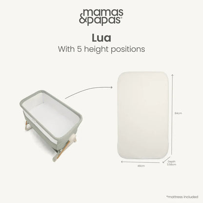 Mamas & Papas Lua Bedside Crib - Sage