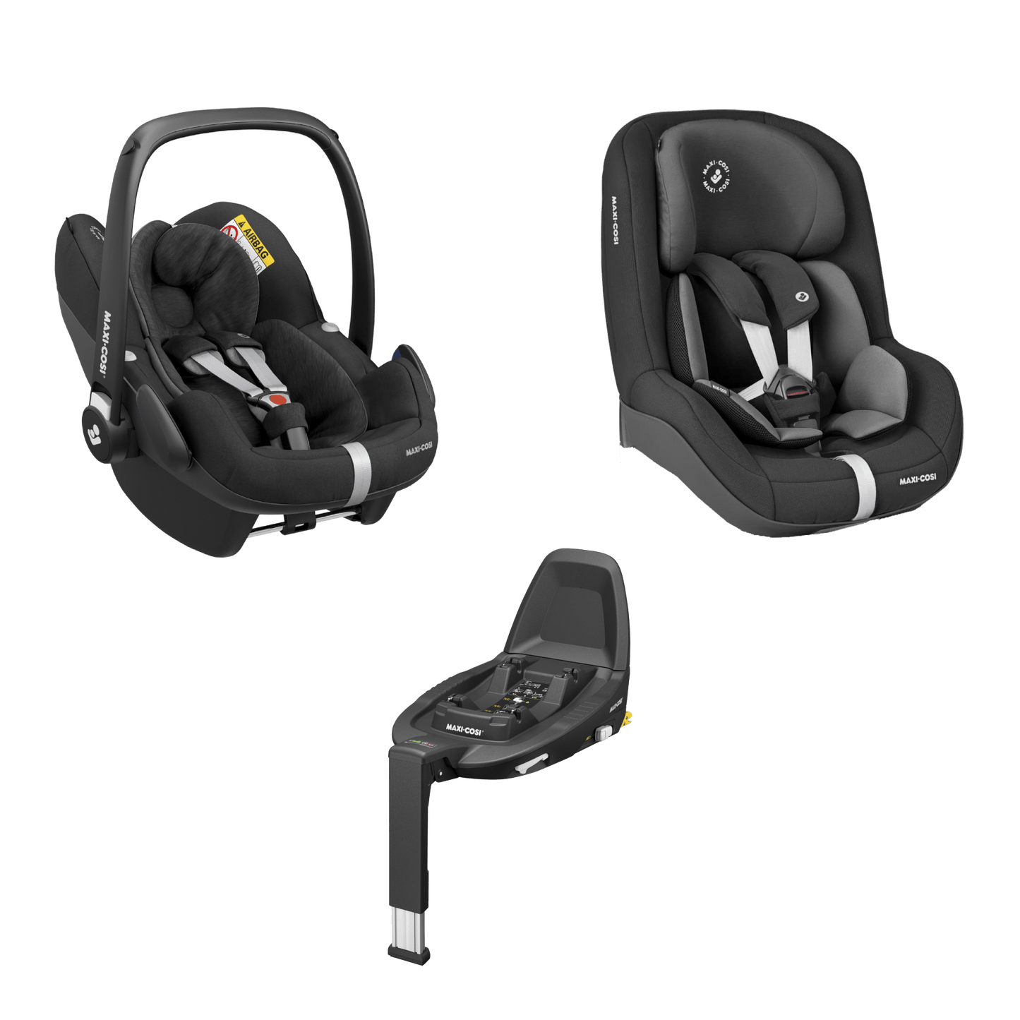 Maxi Cosi Pebble Pro, Pearl Pro 2 & FamilyFix Base Bundle - Black