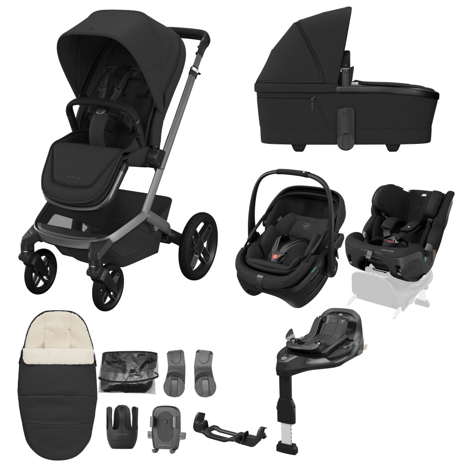 Maxi Cosi Fame (10 Piece) Ultimate Family Travel System -  Black Onyx