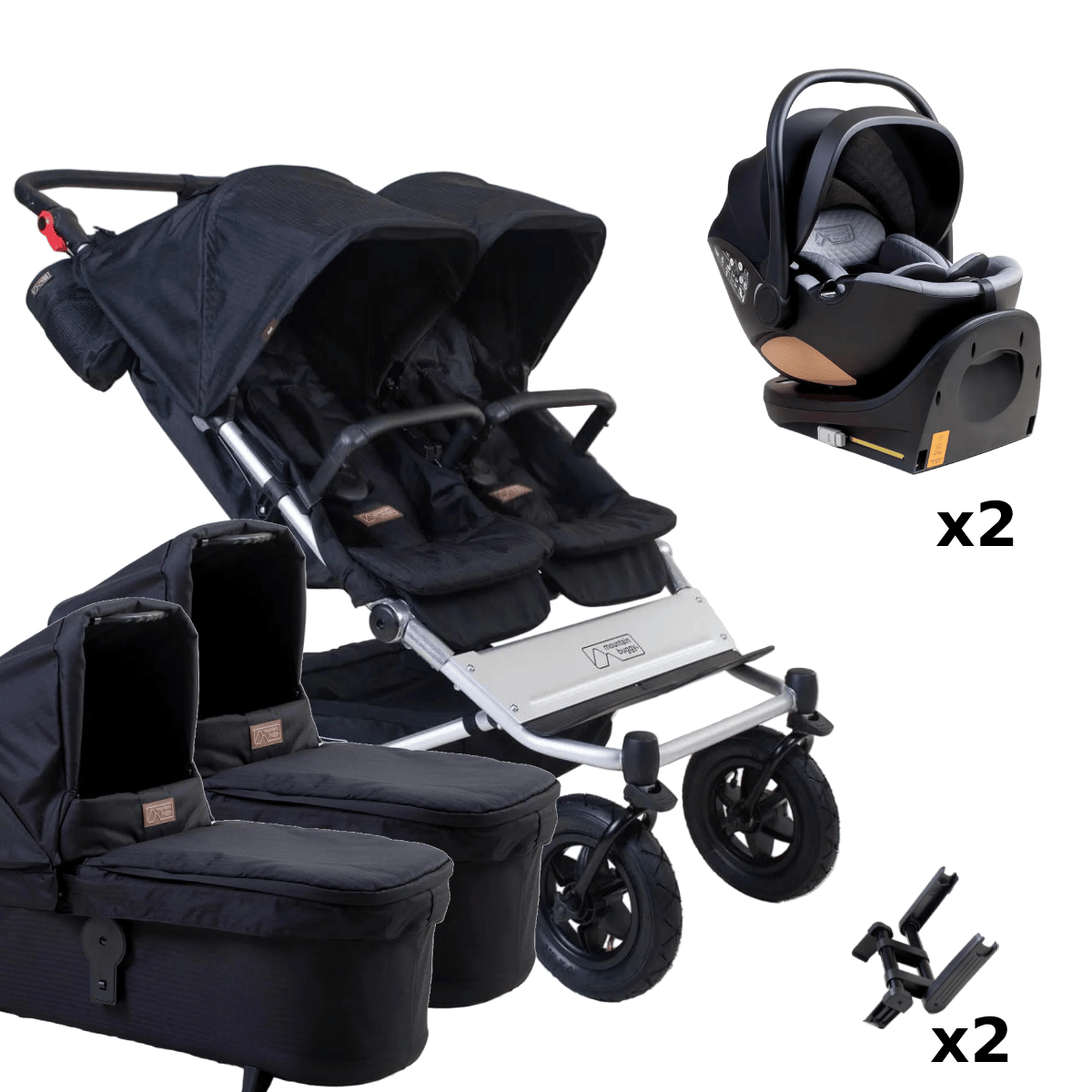 Mountain Buggy Duet (Nest) Twin Travel System - Caviar