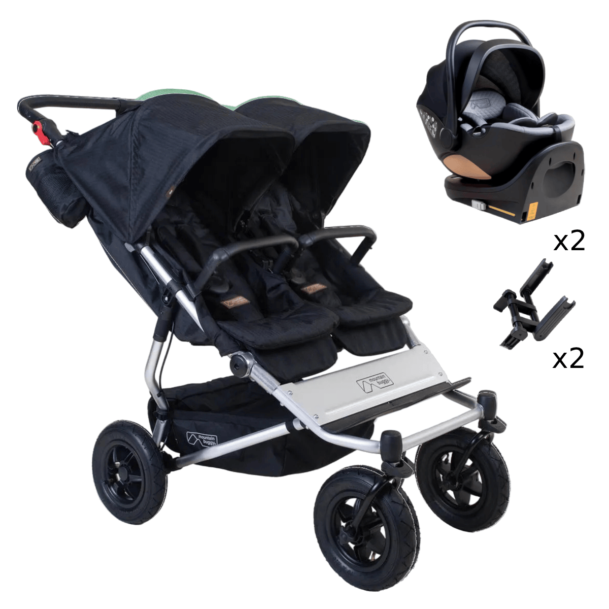 Mountain Buggy Duet Twin Car Seat Bundle - Caviar