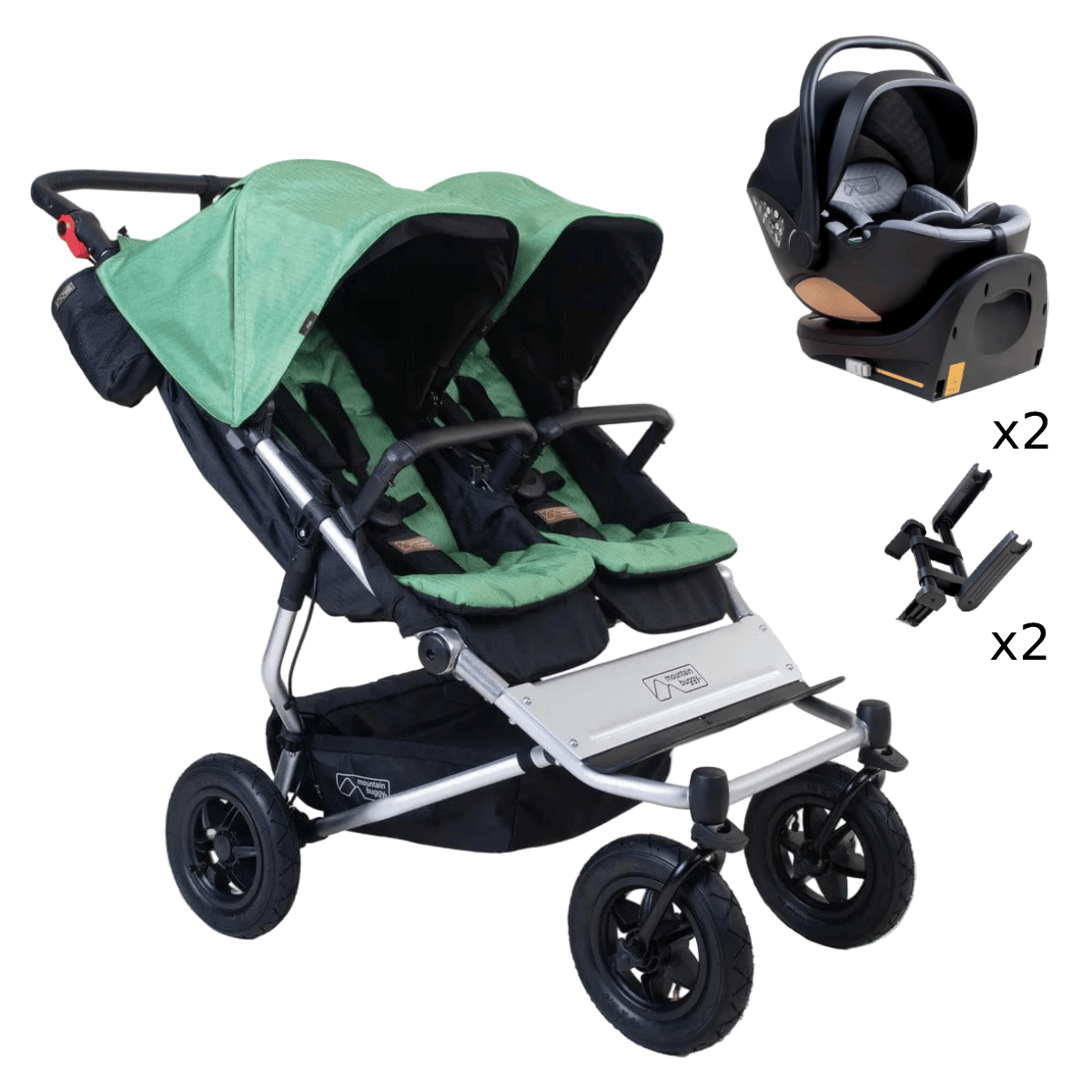 Mountain Buggy Duet Twin Car Seat Bundle - Matcha