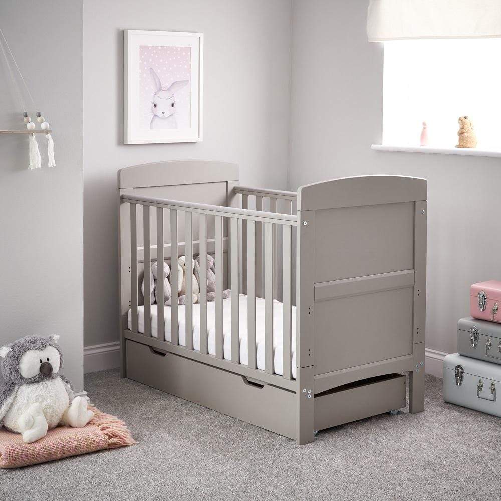 Obaby Grace Mini Cot Bed & Under Drawer - Warm Grey
