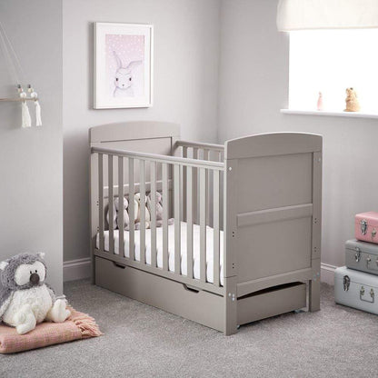 Obaby Grace Mini Cot Bed & Under Drawer - Warm Grey