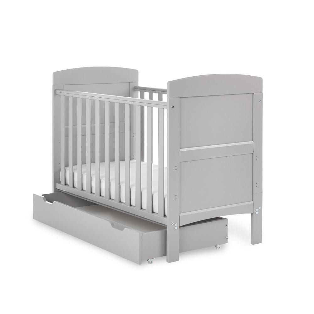 Obaby Grace Mini Cot Bed & Under Drawer - Warm Grey