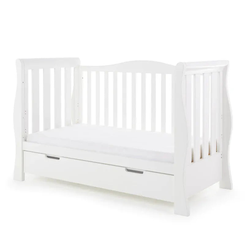 Obaby Stamford Luxe Sleigh Cot Bed - White