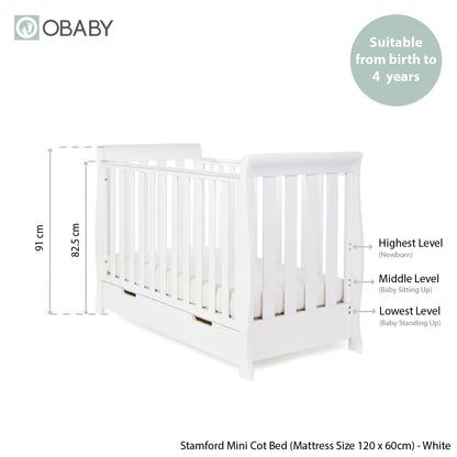 Obaby Stamford Mini Sleigh Cot Bed - White