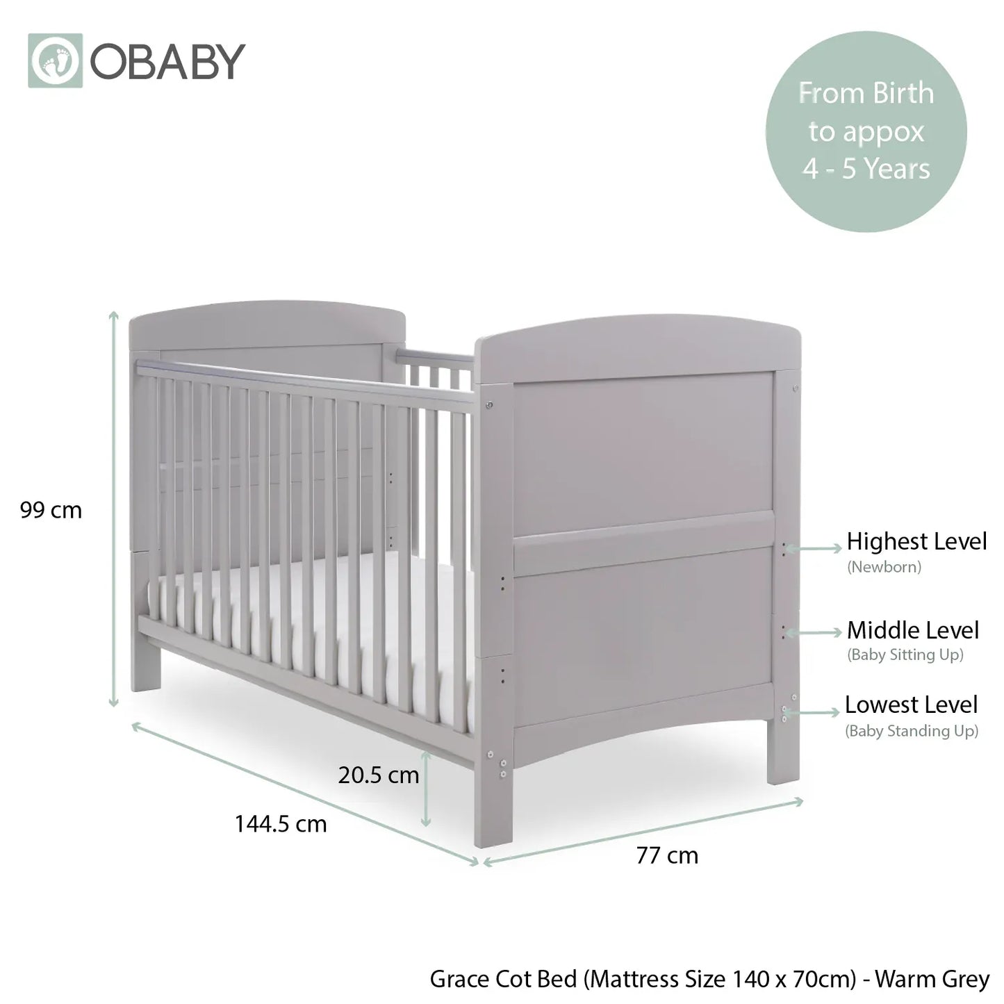 Obaby Grace (2 Piece) Room Set - Warm Grey