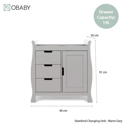Obaby Stamford Classic Sleigh (2 Piece) Room Set - Warm Grey