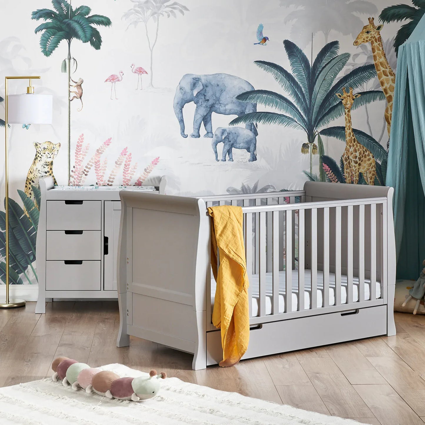 Obaby Stamford Classic Sleigh (2 Piece) Room Set - Warm Grey