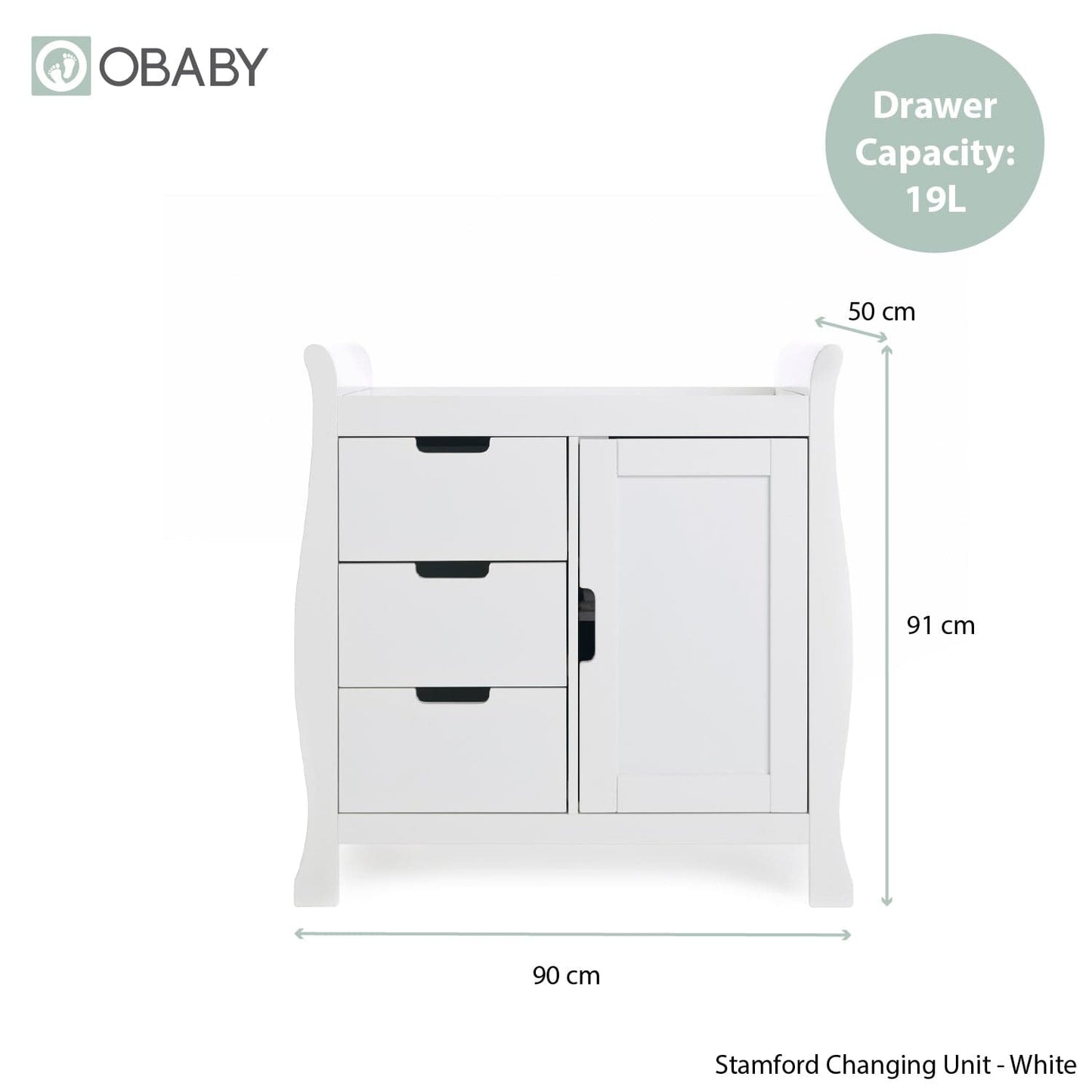 Obaby Stamford Classic Sleigh (3 Piece) Room Set - White