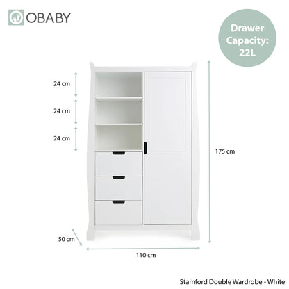 Obaby Stamford Classic Sleigh (3 Piece) Room Set - White