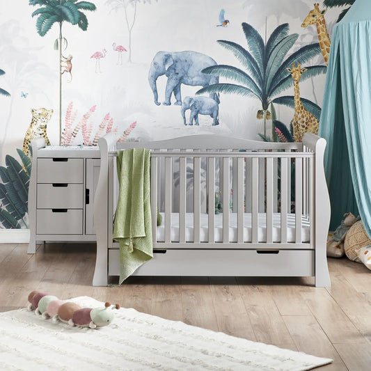 Obaby Stamford Luxe Sleigh (2 Piece) Room Set - Warm Grey