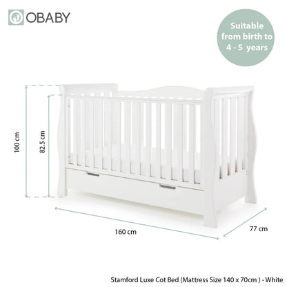 Obaby Stamford Luxe Sleigh (2 Piece) Room Set - White