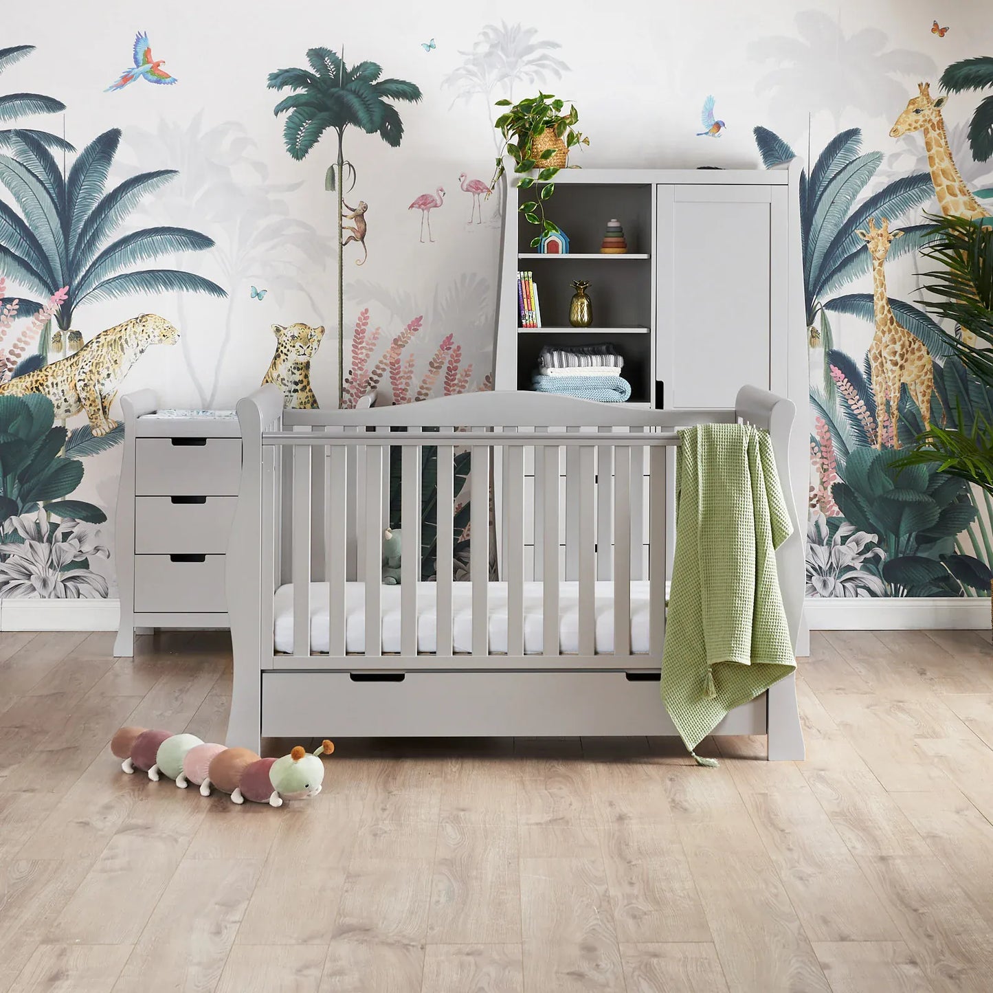 Obaby Stamford Luxe Sleigh (3 Piece) Room Set - Warm Grey