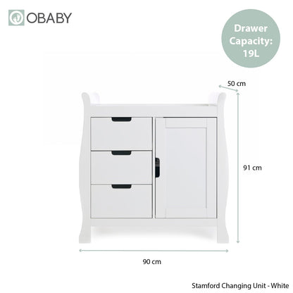 Obaby Stamford Luxe Sleigh (3 Piece) Room Set - White
