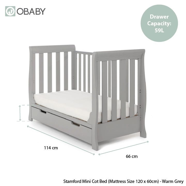Obaby Stamford Mini Sleigh (2 Piece) Room Set - Warm Grey