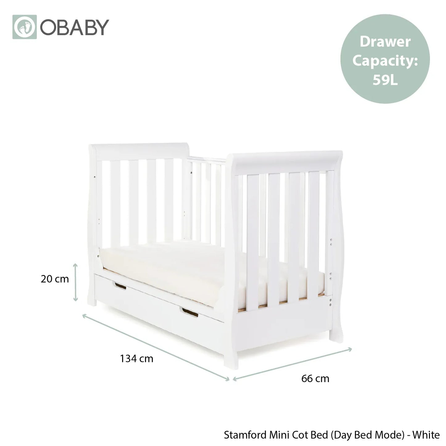 Obaby Stamford Mini Sleigh (2 Piece) Room Set - White
