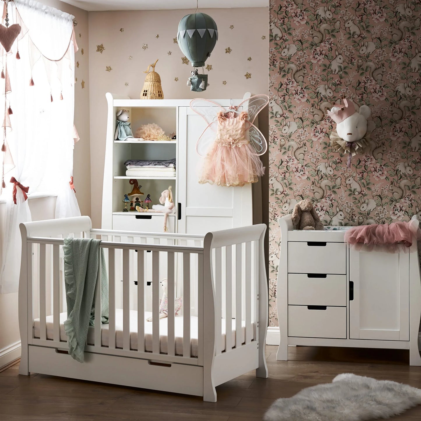 Obaby Stamford Mini Sleigh (3 Piece) Room Set - White