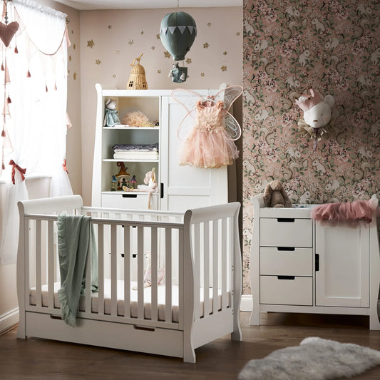 Obaby Stamford Mini Sleigh (3 Piece) Room Set - White