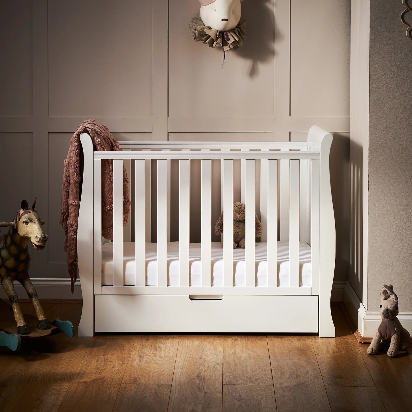 Obaby Stamford Space Saver Sleigh (2 Piece) Room Set - White