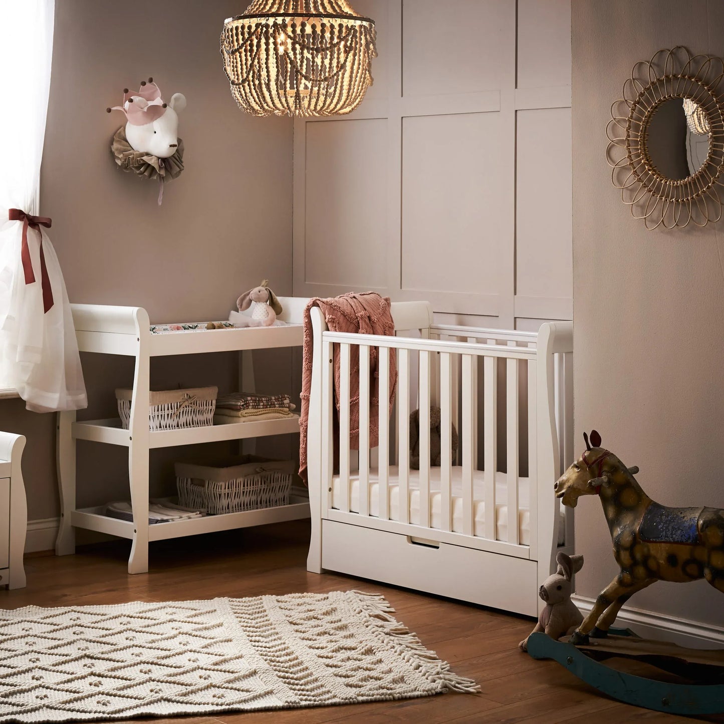 Obaby Stamford Space Saver Sleigh (2 Piece) Room Set - White