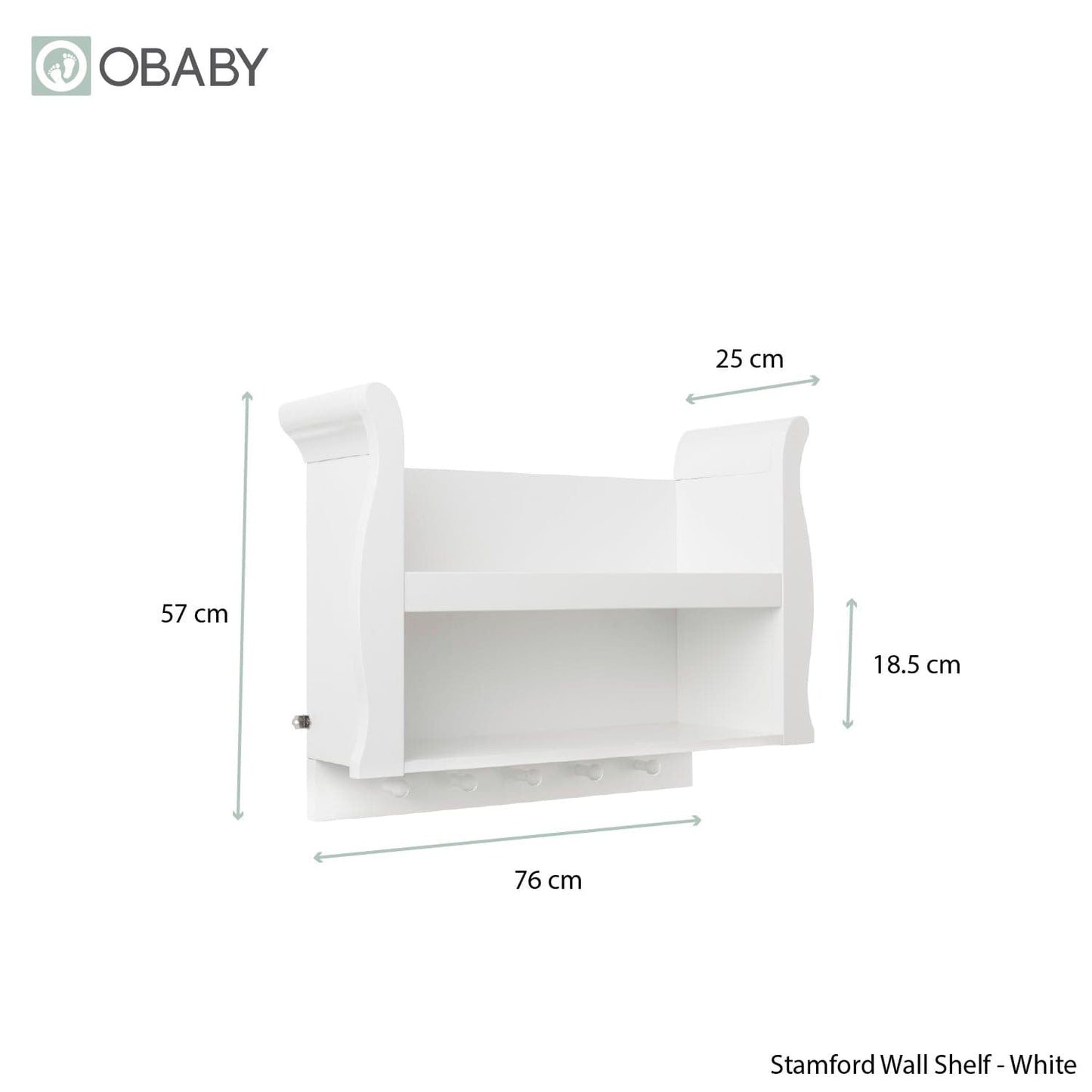 Obaby Stamford Sleigh Shelf - White