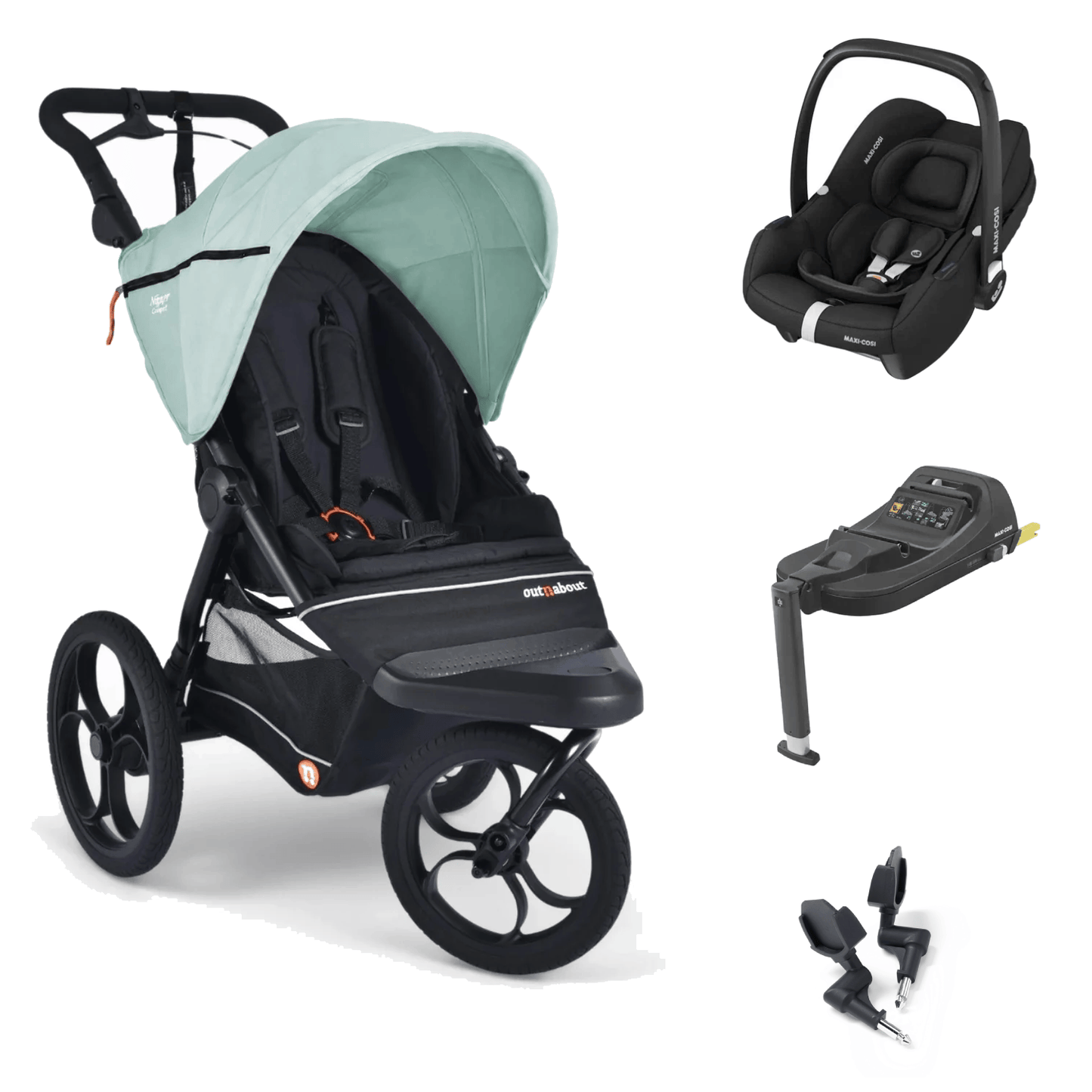 Out N About Nipper Compact (Cabriofix i-Size) Travel System - Green